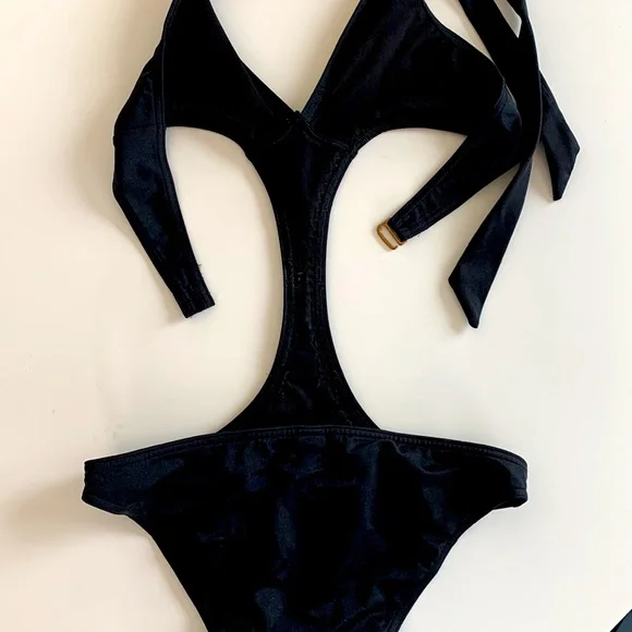 Black and Gold Sequin One Piece - Picture 5 of 6